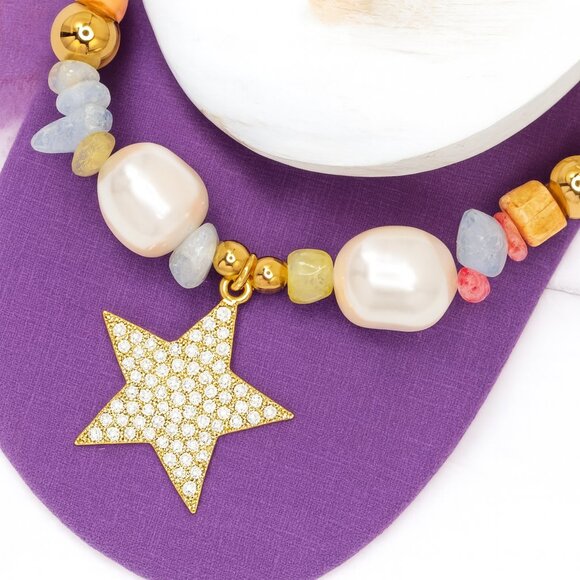 🆕 Y2K Style Colorful Gemstone Bracelet W/ Zirconia Star Charm Stainless Steel - Picture 13 of 13
